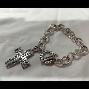 Silver Tone with Cross Charm Bracelet